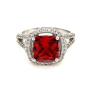 18KGP Red /White Stones Ring